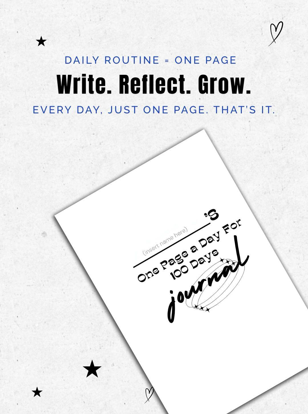 One page a day for 100 days journal